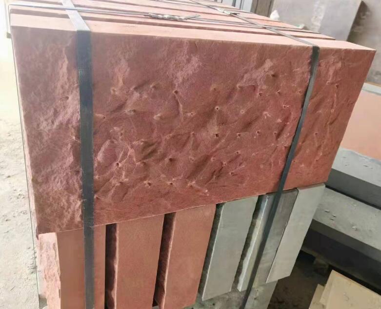 Red Sandstone Bush Hammered Honed Finish Way Kerbstone Project