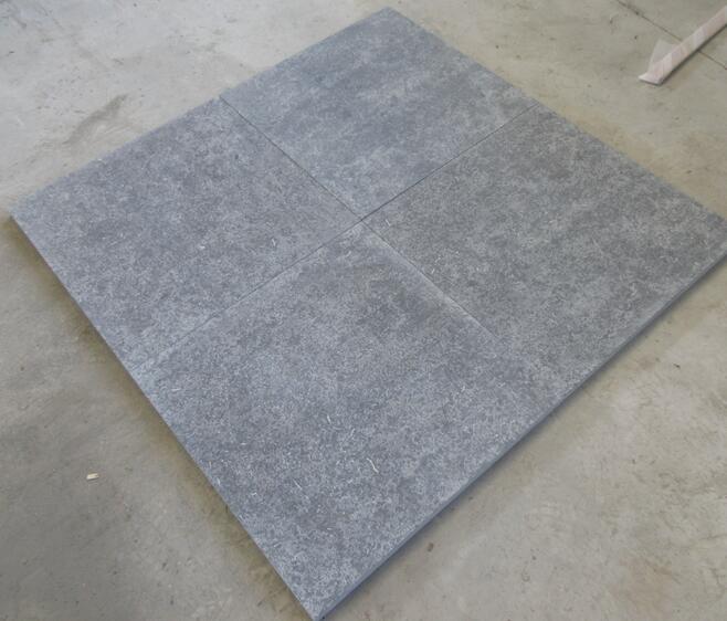 Blue Limestone Flamed Tiles Factory Cutting